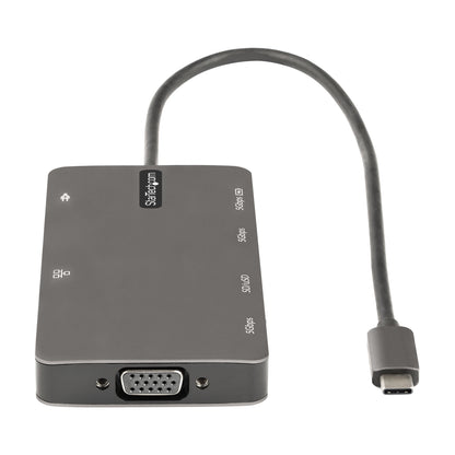 StarTech.com - Adaptador Multipuertos USB C - Docking Station de Viajes HDMI 4K 30Hz o VGA - Hub Ladrón USB 3.0 de 5Gbps (USB-A / USB Tipo C) - PD de 100W - SD/Micro SD - GbE - Replicador