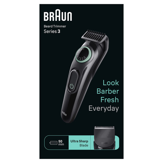 Braun - BeardTrimmer 3 BT3411 Batería 40 2 cm Negro  Verde