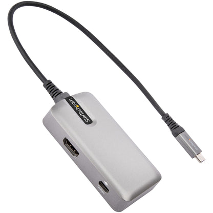 StarTech.com - Adaptador Multipuertos USB C - USB-C a HDMI 2.0 4K 60Hz  PD con Paso de 100W - Hub USB de 3 Puertos de 10Gbps - Mini Docking Station USB Tipo C Portátil - Cable de 25cm