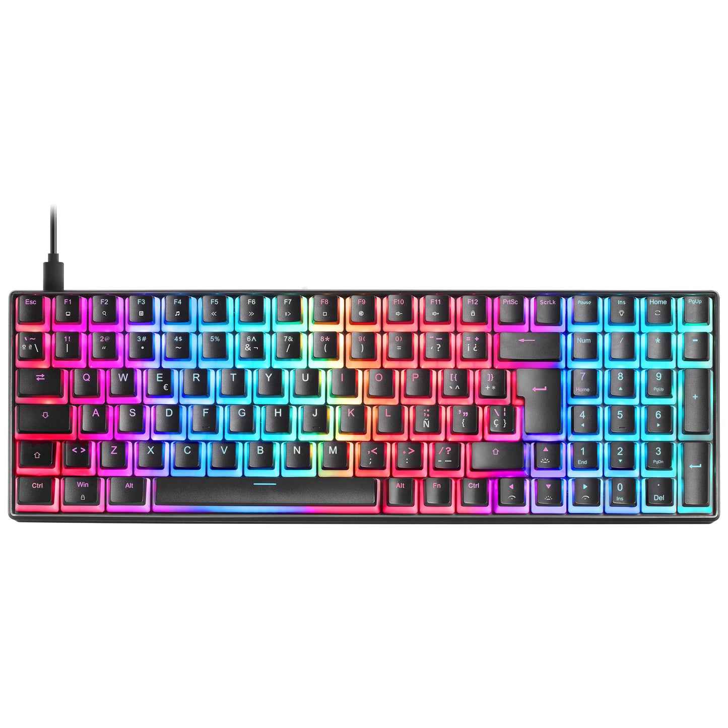 Mars Gaming - MKULTRA Teclado Mecánico Negro RGB Compacto 96% Switch Outemu SQ Azul Español