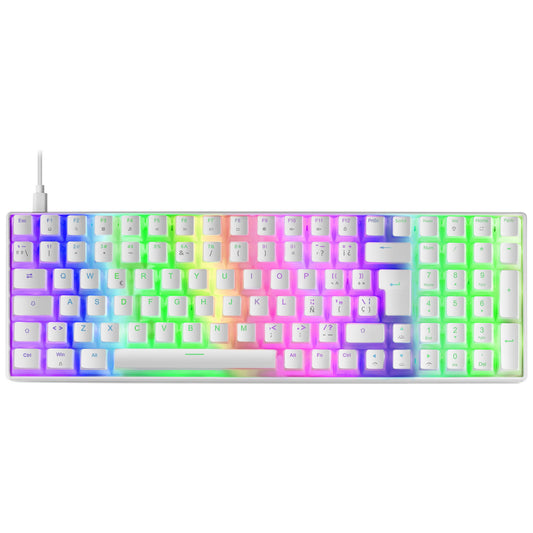 Mars Gaming - MKULTRA Teclado Mecánico Blanco RGB Compacto 96% Switch Outemu SQ Azul Español