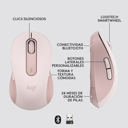 Logitech - Signature M650 ratón Oficina mano derecha RF Wireless + Bluetooth Óptico 4000 DPI