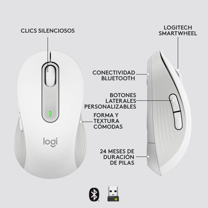 Logitech - Signature M650 ratón Oficina mano derecha RF Wireless + Bluetooth Óptico 4000 DPI