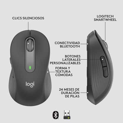 Logitech - Signature M650 ratón Oficina mano derecha RF Wireless + Bluetooth Óptico 4000 DPI