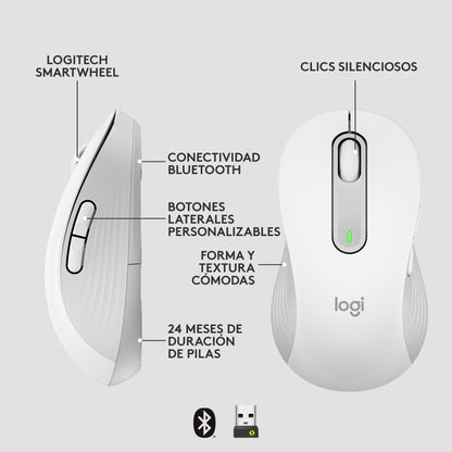 Logitech - Signature M650 ratón Oficina Izquierda RF Wireless + Bluetooth Óptico 4000 DPI