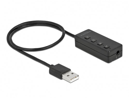 DeLOCK - Adaptador USB para auriculares y micrófono con 2 jack estéreo de 3 5 mm para Windows y Mac OS