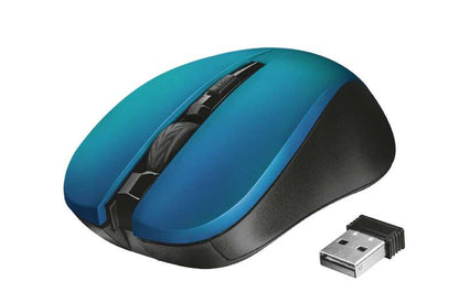 Trust Mydo Raton Inalambrico Silencioso USB 1800dpi - 3 Botones Silenciosos - Uso Ambidiestro - Color Azul/Negro 1 pieza(s)