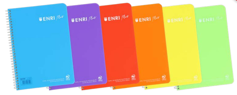 ENRI - Plus cuaderno y block A4 80 hojas Colores surtidos 400133619 Pack 5 Unid