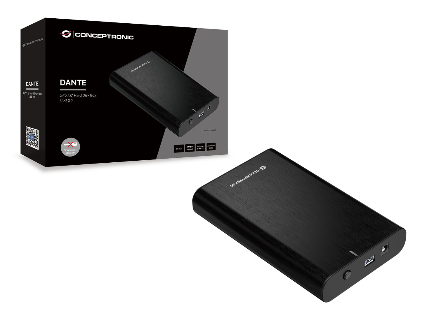 Conceptronic - DANTE02B caja para disco duro externo Carcasa de disco duro/SSD Negro 2.5/3.5"