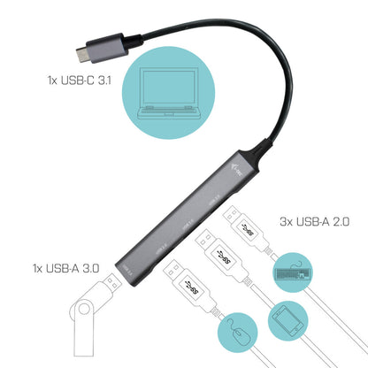 i-tec - Metal USB-C HUB 1x USB 3.0 + 3x USB 2.0