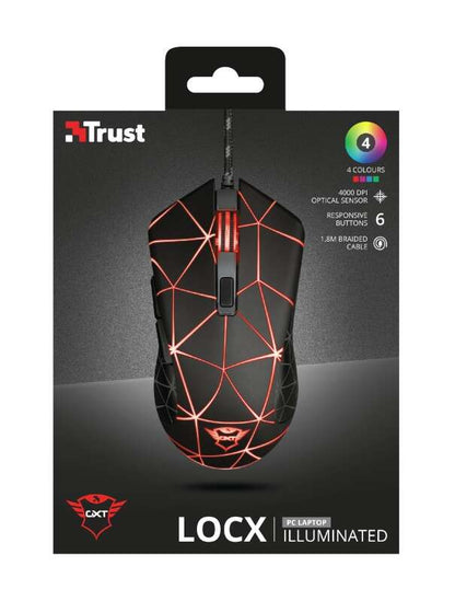 Trust - GXT 133 Locx ratón Juego mano derecha USB tipo A Óptico 4000 DPI