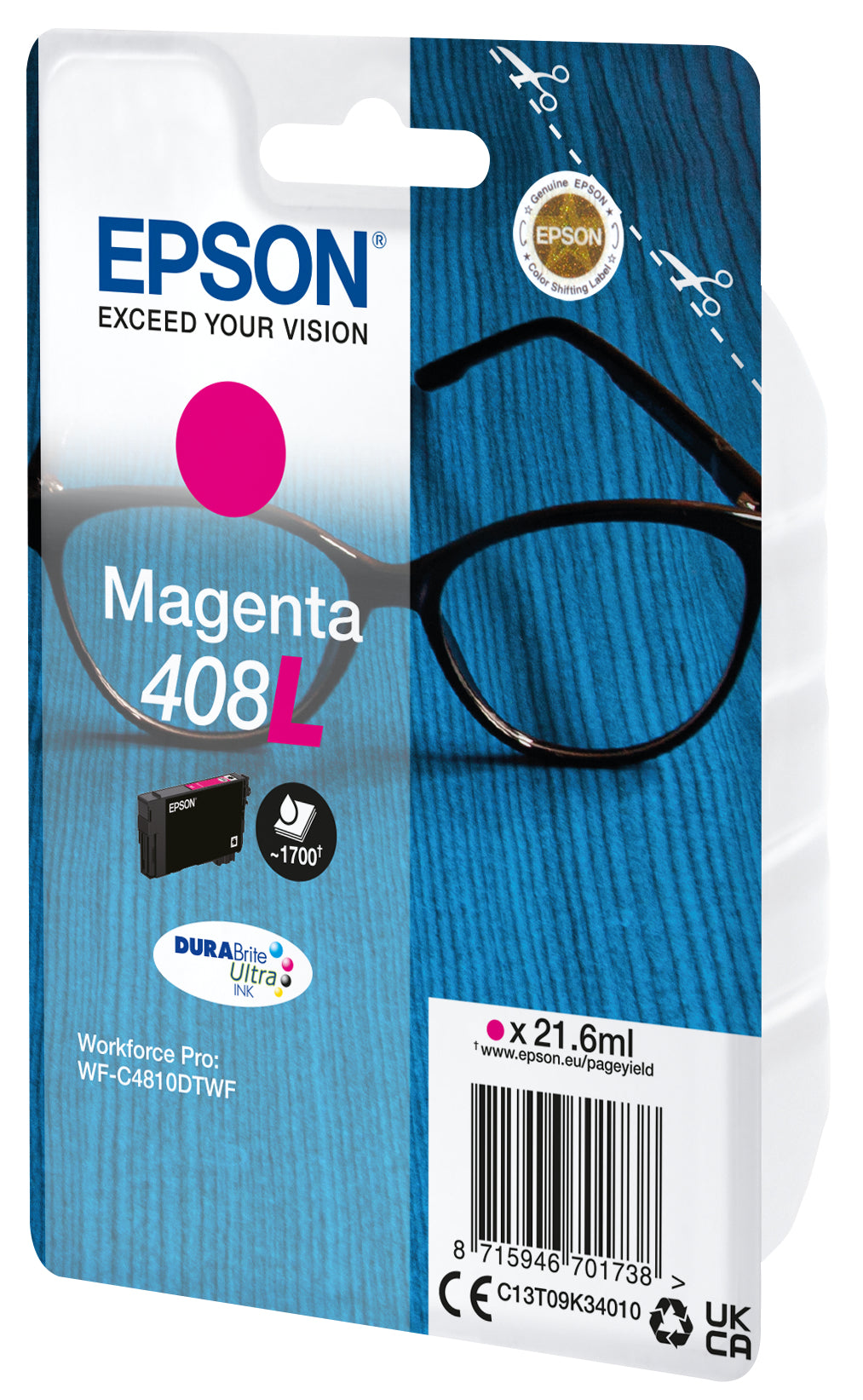 Epson Singlepack Magenta 408L DURABrite Ultra Ink