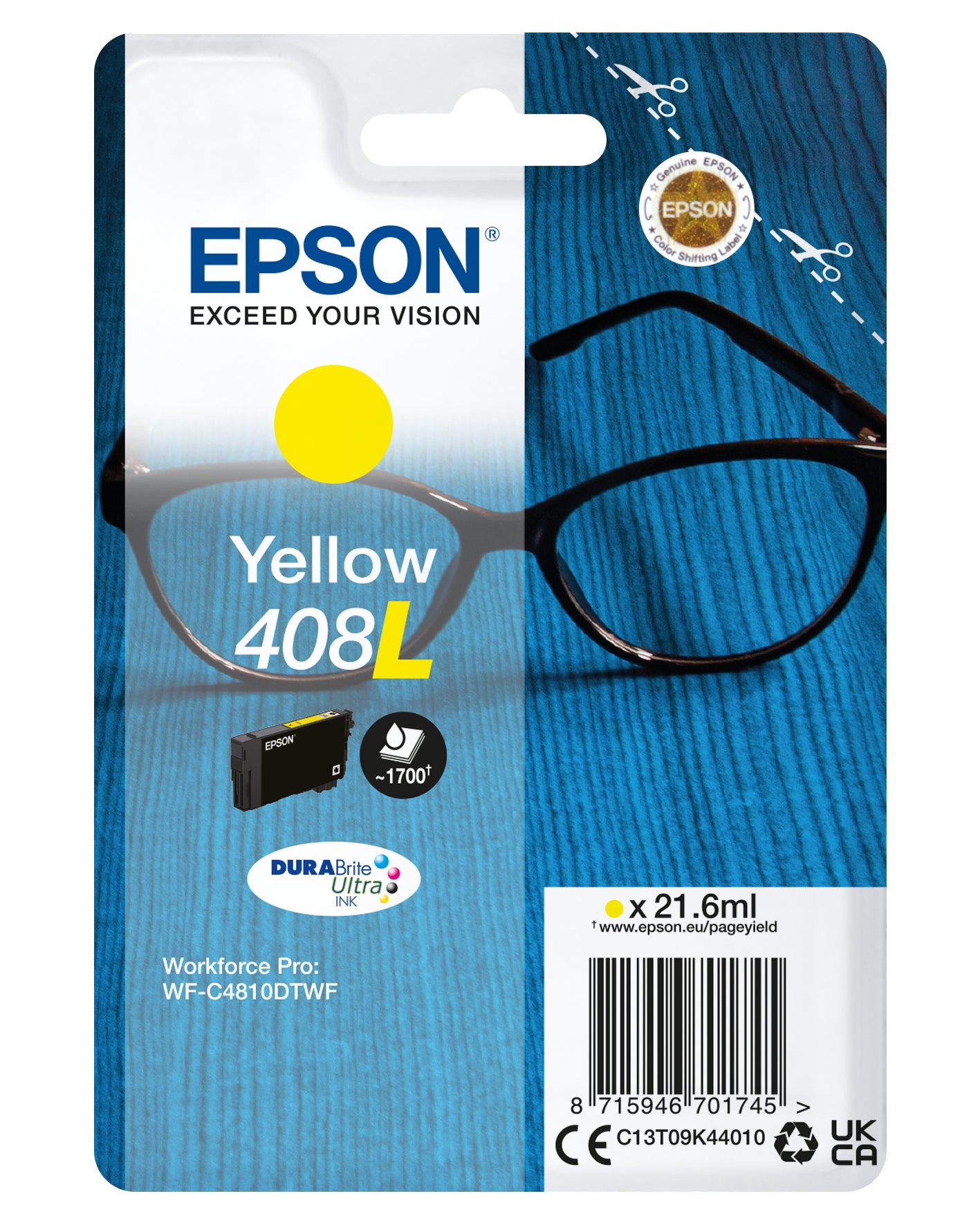 Epson Singlepack Yellow 408L DURABrite Ultra Ink