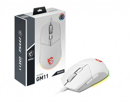 MSI - CLUTCH GM11 WHITE ratón Juego Ambidextro USB tipo A Óptico 5000 DPI