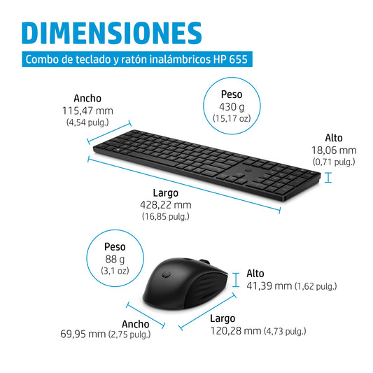 HP - Conjunto de teclado y ratón inalámbricos 655