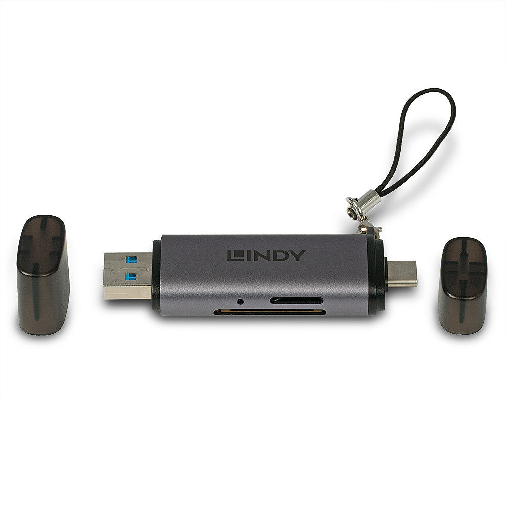 Lindy - 43335 lector de tarjeta USB 3.2 Gen 1 (3.1 Gen 1) Type-A/Type-C Negro  Gris