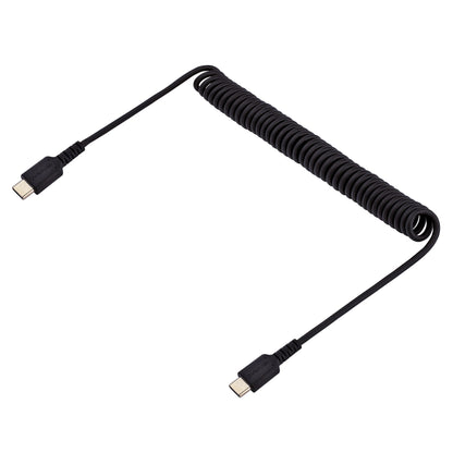 StarTech.com - Cable de 1m de Carga USB C a USB C  Cable USB Tipo C Rizado de Carga Rápida y Servicio Pesado  Cable USB 2.0 USBC  de Fibra de Aramida Resistente  Negro