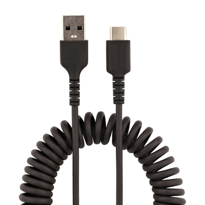 StarTech.com - Cable de 1m de Carga USB A a USB C  Cable USB Tipo C Rizado de Carga Rápida y Servicio Pesado  Cable USB 2.0 A a USBC  de Fibra de Aramida Resistente  Negro