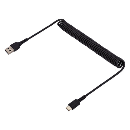 StarTech.com - Cable de 1m de Carga USB A a USB C  Cable USB Tipo C Rizado de Carga Rápida y Servicio Pesado  Cable USB 2.0 A a USBC  de Fibra de Aramida Resistente  Negro