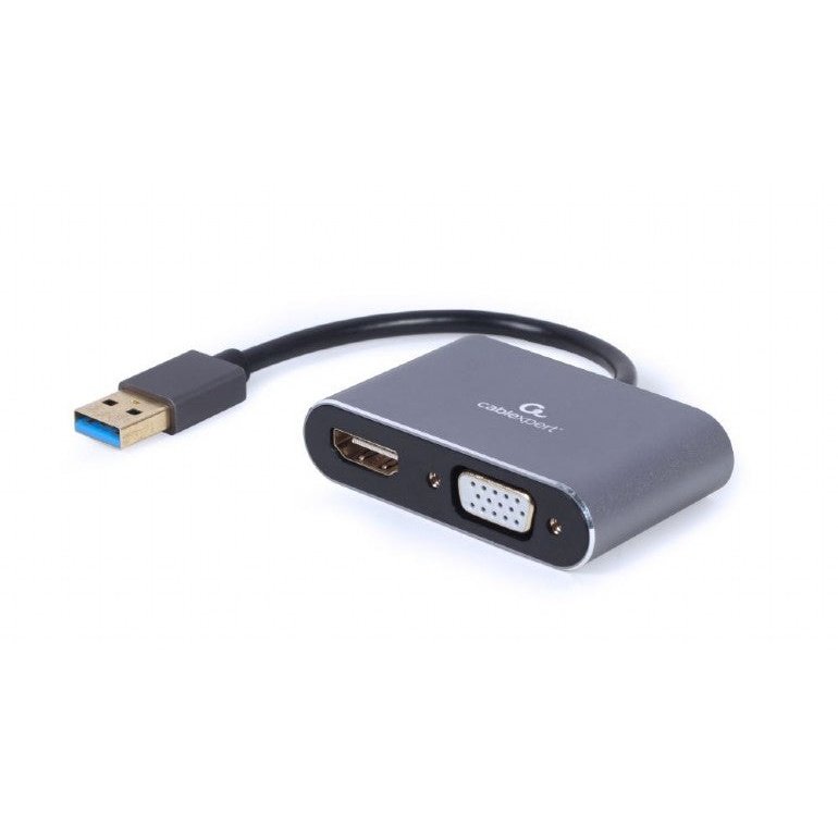 Gembird - A-USB3-HDMIVGA-01 Adaptador gráfico USB 3840 x 2160 Pixeles Gris