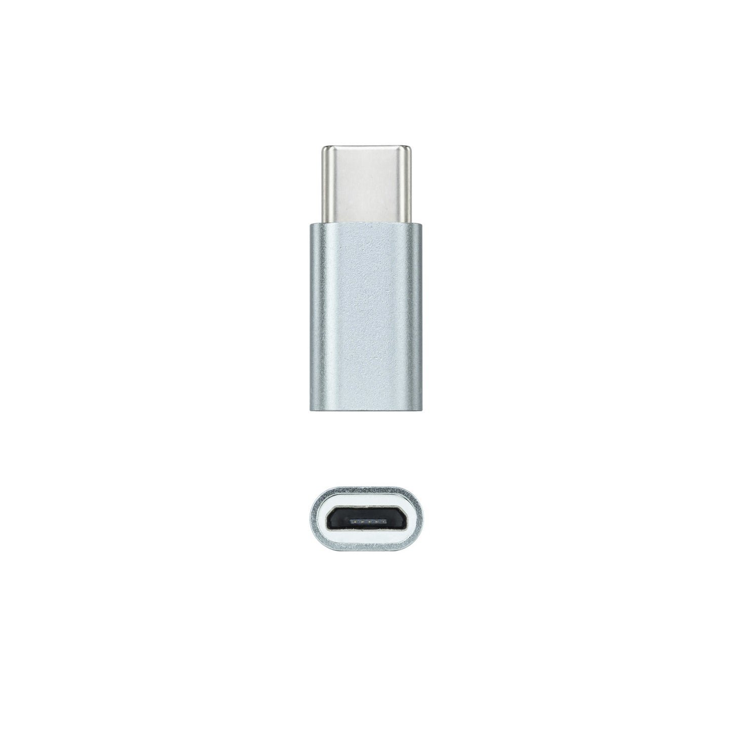 Nanocable - Adaptador USB-C a Micro USB  USB-C/M-Micro B/H  Aluminio  Gris