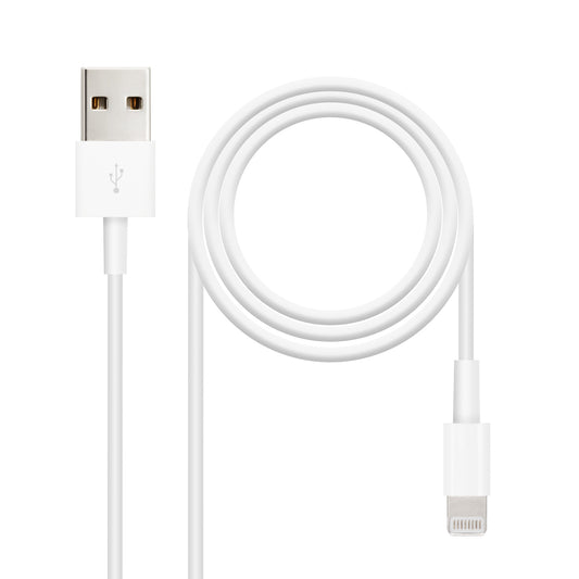 Nanocable - Cable Lightning a USB-A  Lightning/M -USB A/M  Blanco  50 cm