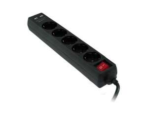 3GO - REG5USB base múltiple 1 5 m 5 salidas AC Interior Negro