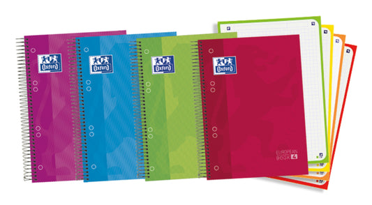 Oxford - Europeanbook 4 cuaderno y block A5 120 hojas Colores surtidos - Pack 5 Unidades - 100430568