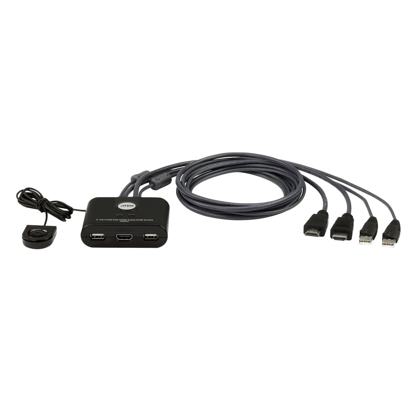 ATEN - Switch KVM USB FHD HDMI de 2 puertos en formato cable