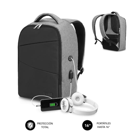 SUBBLIM - Mochila Antirrobo Secure V2 AP Antitheft Backpack Gris/Negra