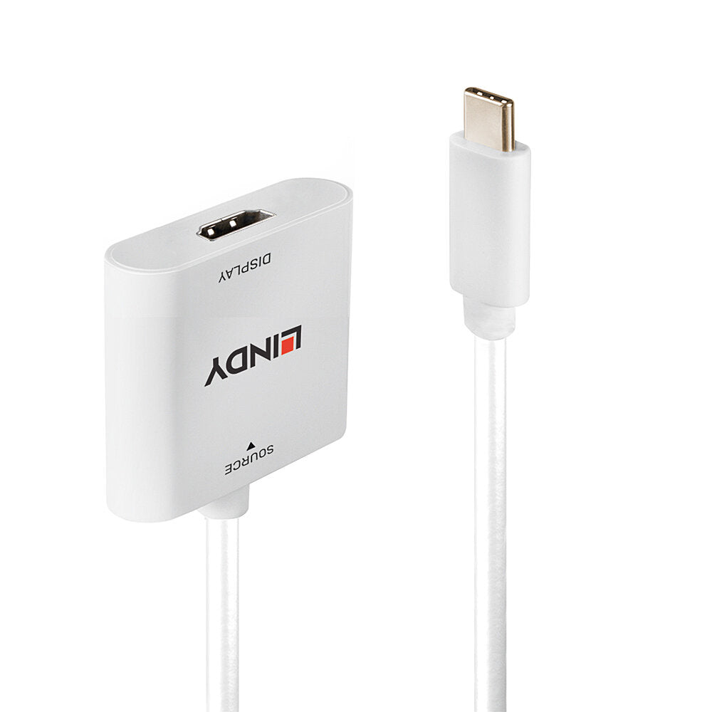 Lindy - 43339 adaptador de cable de vídeo 0 1 m USB Tipo C HDMI Blanco