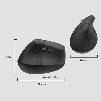 Logitech - Lift for Business ratón Oficina Izquierda RF Wireless + Bluetooth Óptico 4000 DPI