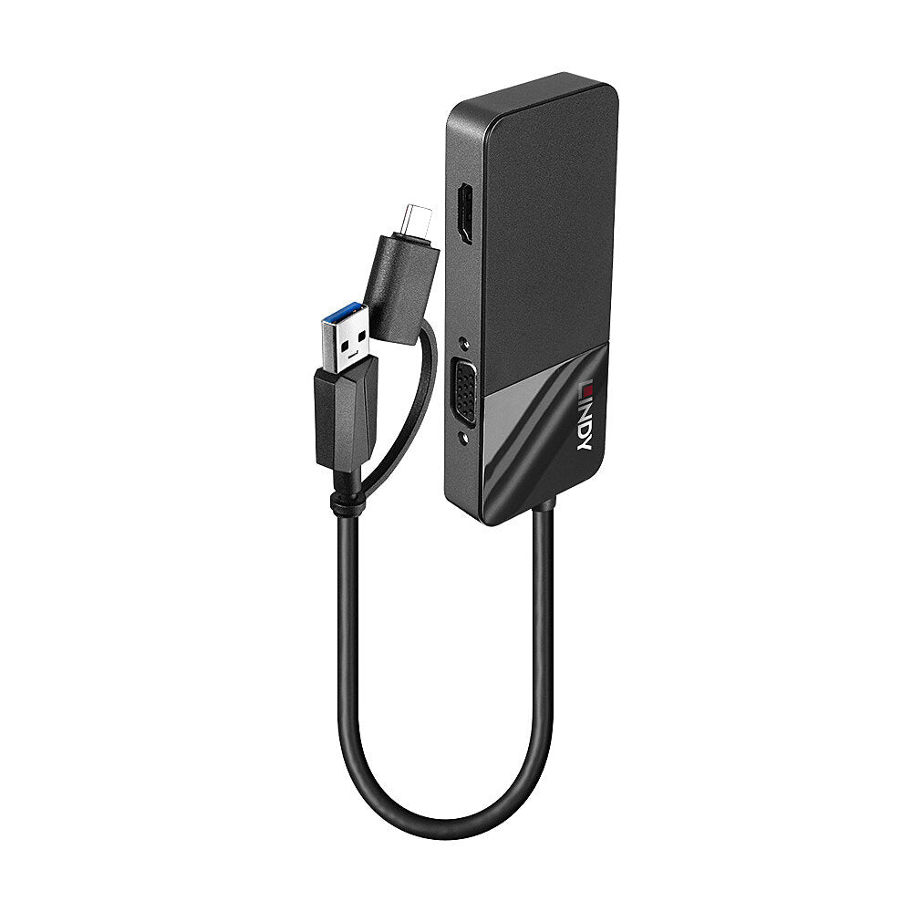 Lindy - 43354 base para portátil y replicador de puertos USB 3.2 Gen 1 (3.1 Gen 1) Type-A + Type-C Negro