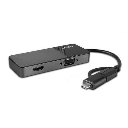 Lindy - 43354 base para portátil y replicador de puertos USB 3.2 Gen 1 (3.1 Gen 1) Type-A + Type-C Negro