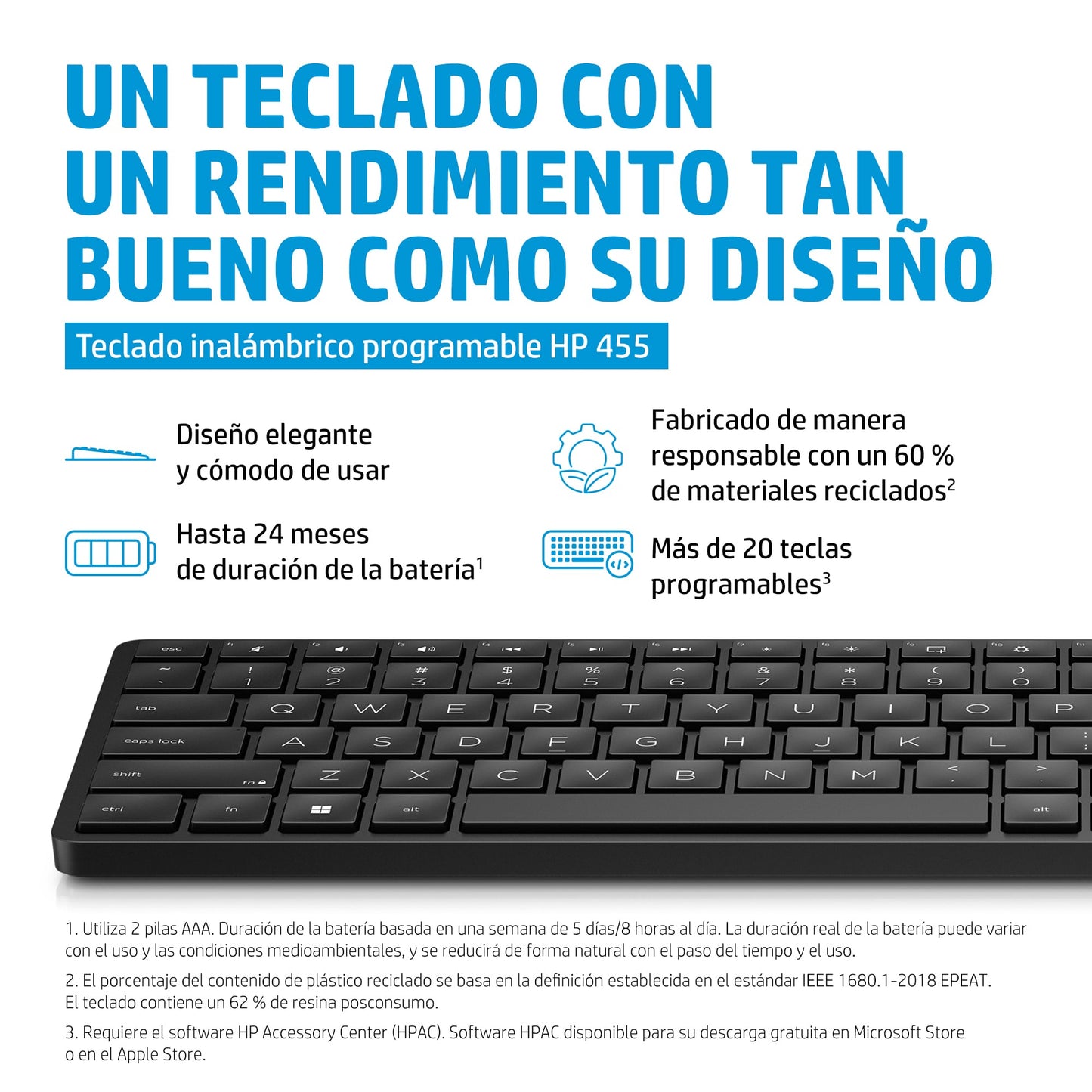 HP - Teclado inalámbrico programable 455