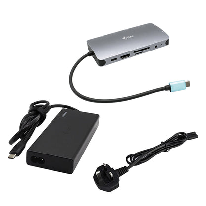 i-tec - Metal USB-C Nano Dock HDMI/VGA with LAN + Universal Charger 77 W