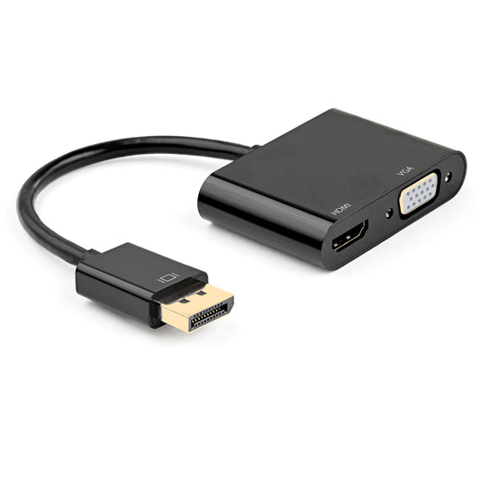 Ewent - EC1457 adaptador de cable de vídeo DisplayPort HDMI + VGA (D-Sub) Negro