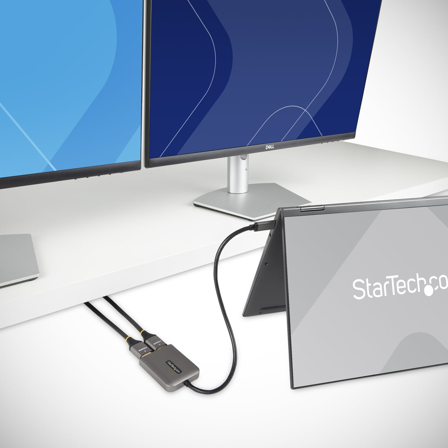 StarTech.com - Adaptador USB-C a HDMI Doble - Hub MST USB Tipo C - Divisor Extensor de Monitor HDMI 4K 60Hz para Portátil - HDR - con Cable Incorporado Extra Largo - Solamente para Windows