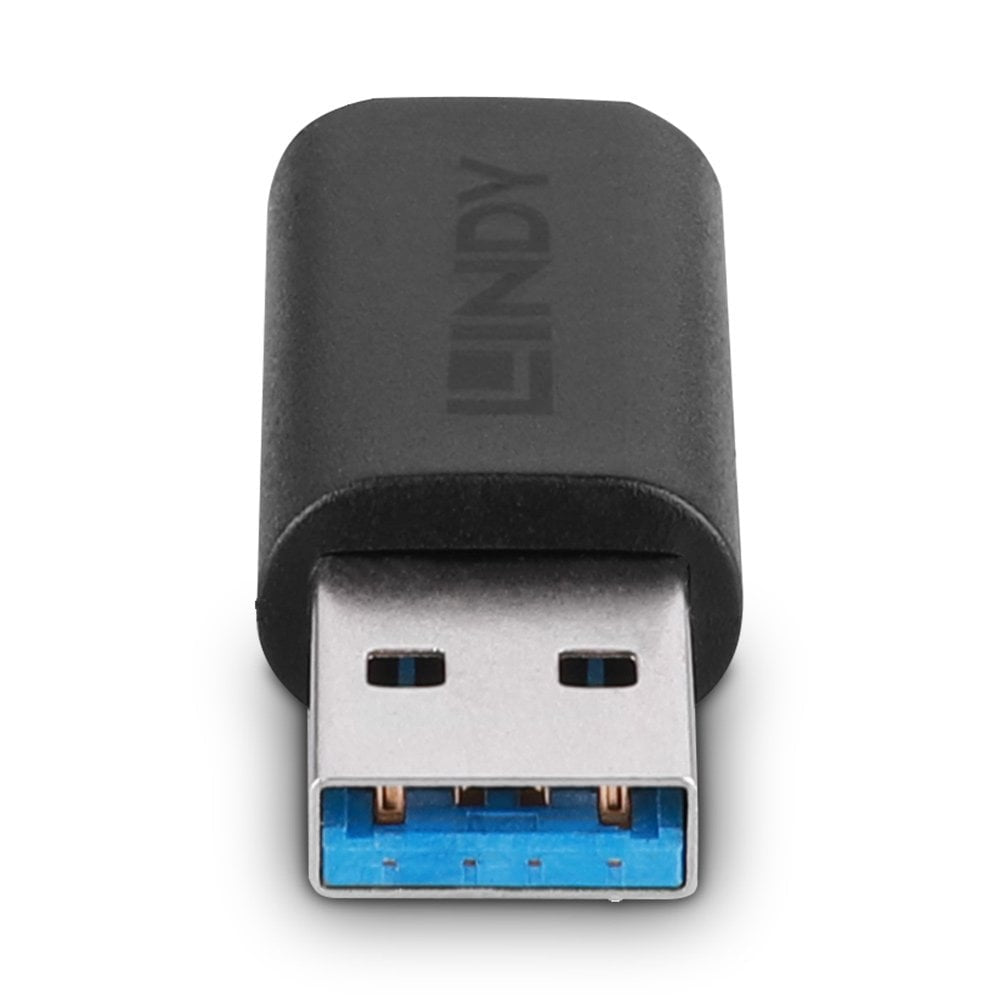 Lindy - 41904 cambiador de género para cable USB 3.2 Type A USB 3.2 Type C Negro