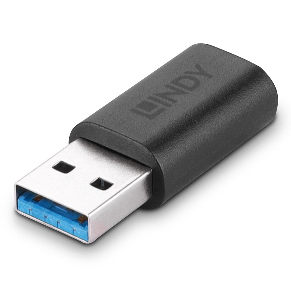 Lindy - 41904 cambiador de género para cable USB 3.2 Type A USB 3.2 Type C Negro