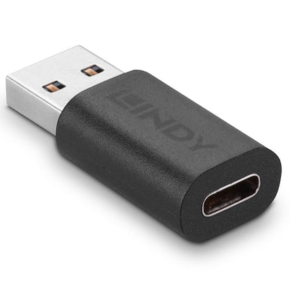 Lindy - 41904 cambiador de género para cable USB 3.2 Type A USB 3.2 Type C Negro