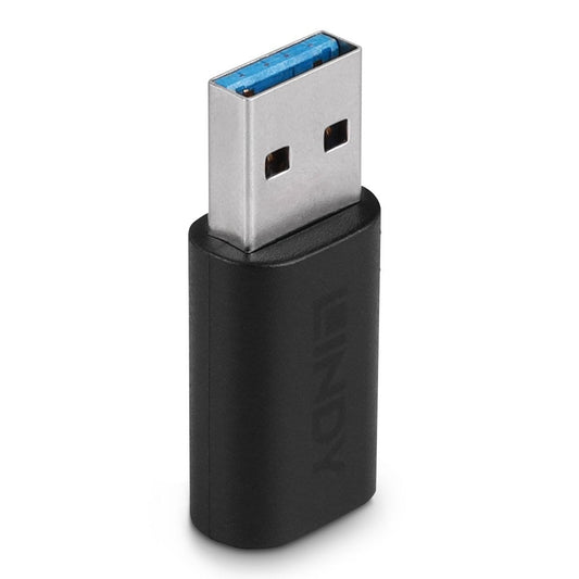 Lindy - 41904 cambiador de género para cable USB 3.2 Type A USB 3.2 Type C Negro