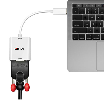 Lindy - 43355 adaptador de cable de vídeo USB Tipo C VGA (D-Sub) Blanco