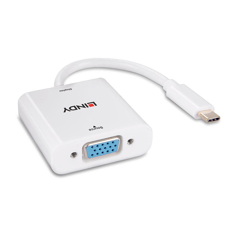 Lindy - 43355 adaptador de cable de vídeo USB Tipo C VGA (D-Sub) Blanco