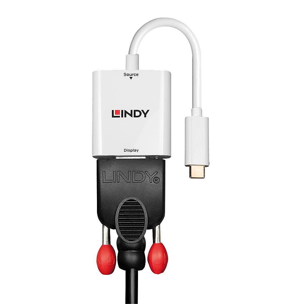 Lindy - 43355 adaptador de cable de vídeo USB Tipo C VGA (D-Sub) Blanco