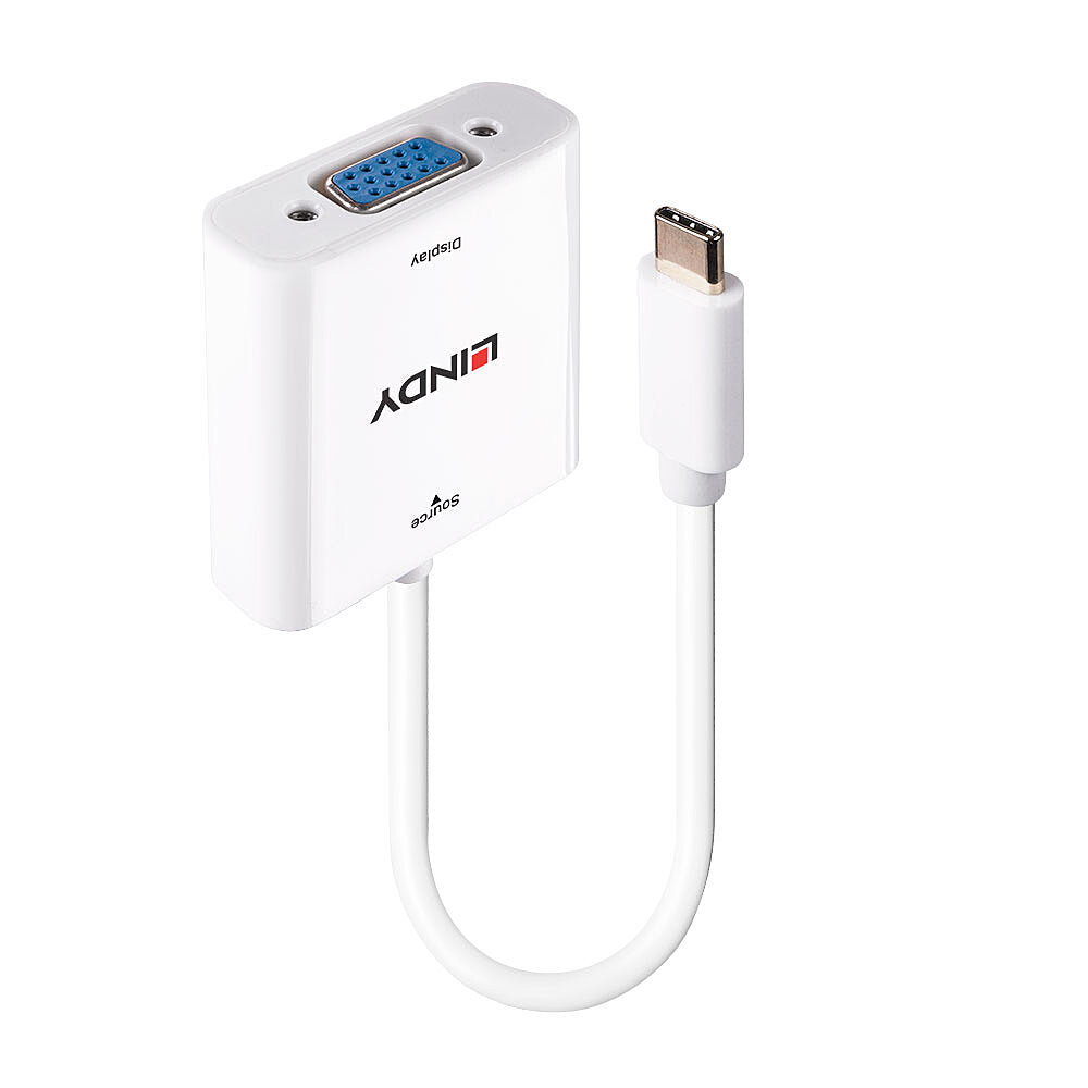 Lindy - 43355 adaptador de cable de vídeo USB Tipo C VGA (D-Sub) Blanco