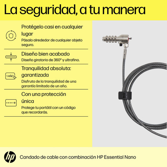 HP - Bloqueo de cable esencial con combinación Nano