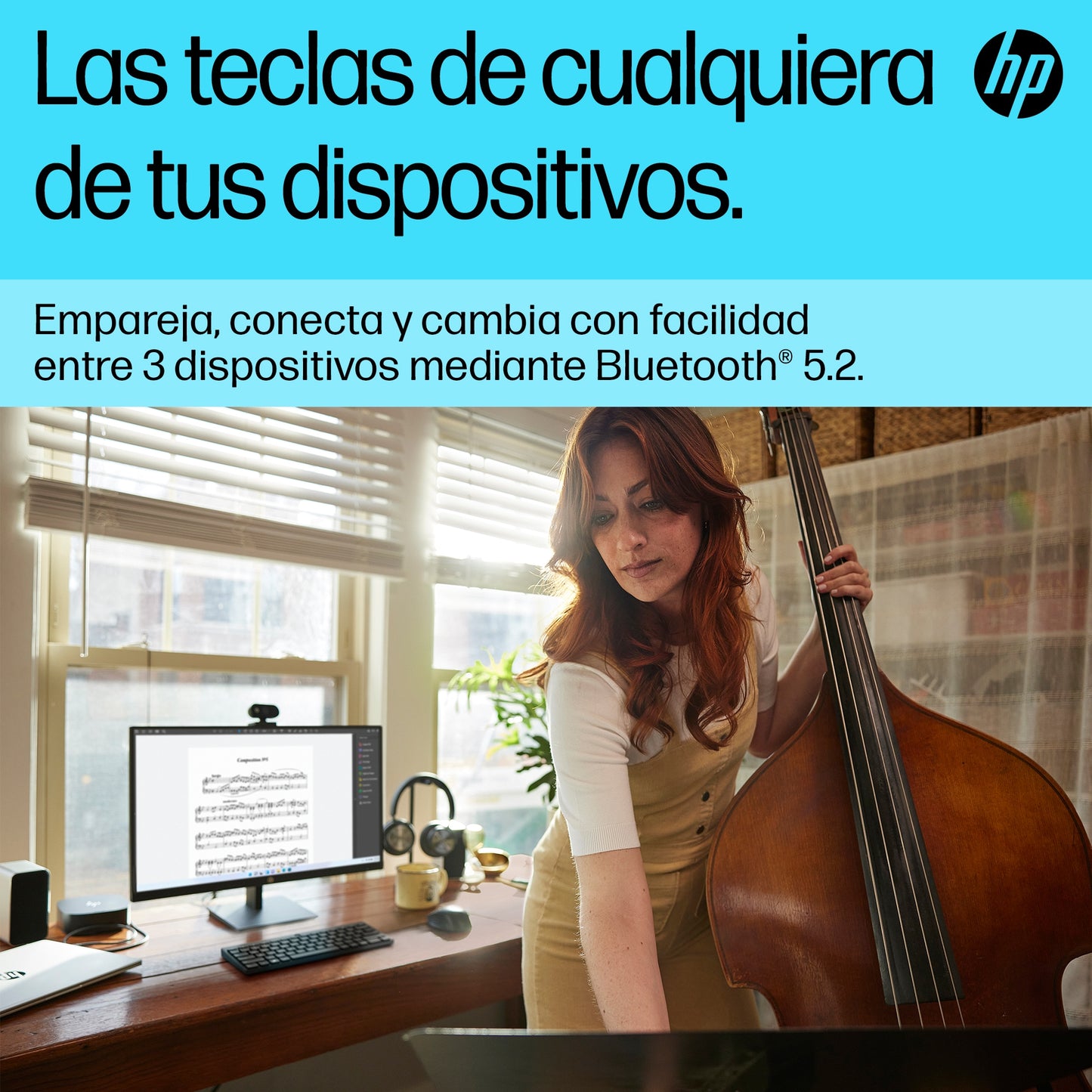 HP - Teclado multidispositivo compacto 355 con Bluetooth