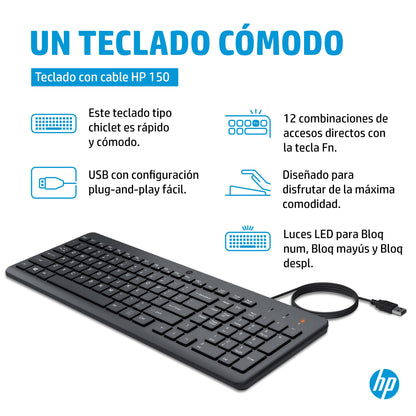 HP - Teclado con cable 150