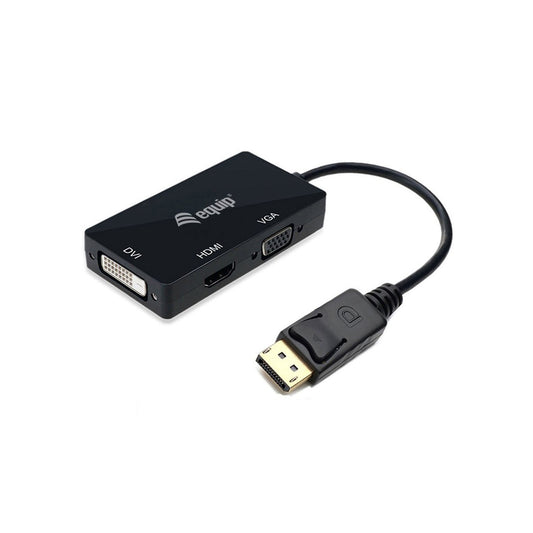 Equip - 133441 adaptador de cable de vídeo 0 24 m DisplayPort DVI-D + VGA (D-Sub) + HDMI Negro